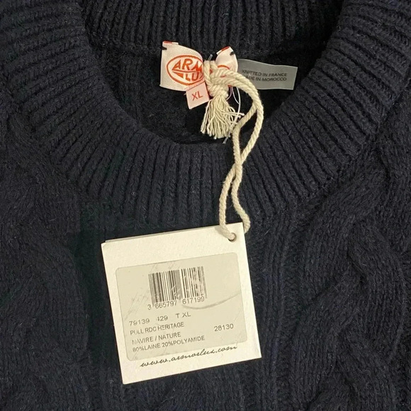 Armor Lux NWT Wool Fisherman Sweater Striped Navy - Picture 12 of 15